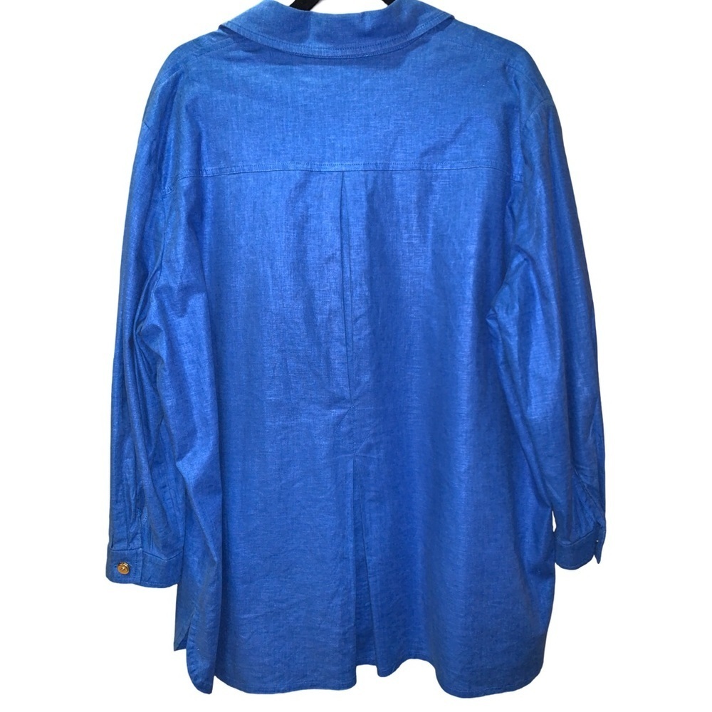 St John Sport By Marie Gray Womens Size XL Jacket Blue Linen Light Weight - Picture 2 of 7